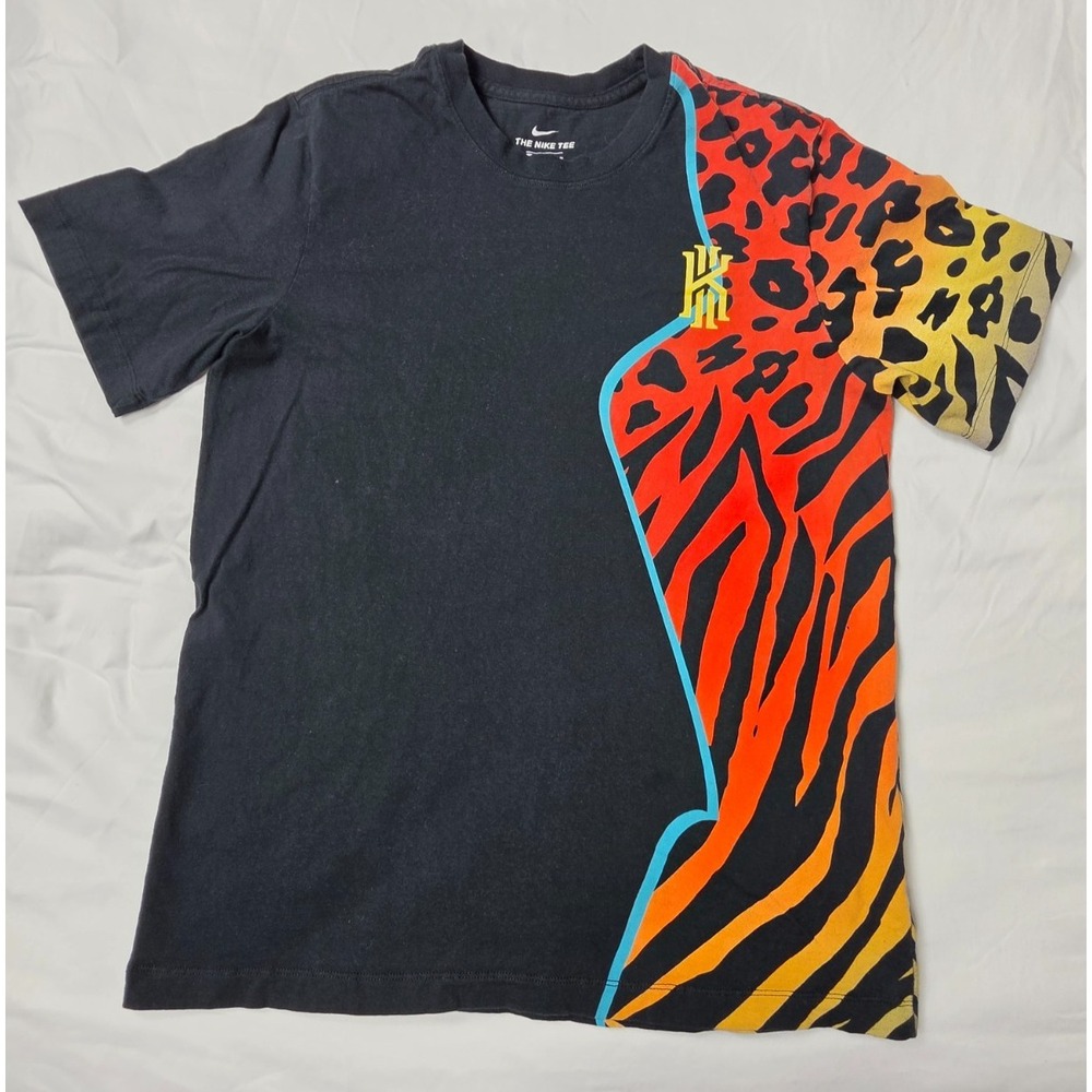 Nike Kyrie Irving T Shirt Mens M Black Animal Print Basketball Swoosh Tee